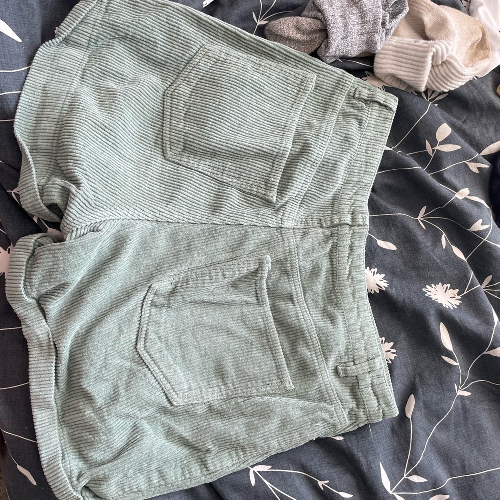 corduroy green shorts